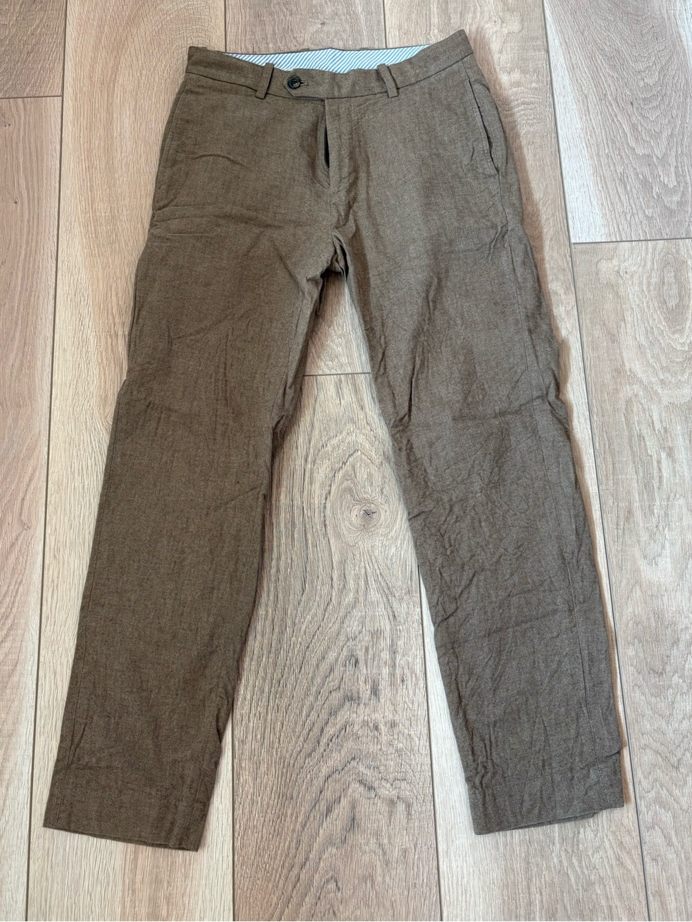 Brooks Brothers Regular Fit Herringbone Chino Pants Brown Taupe 32x32